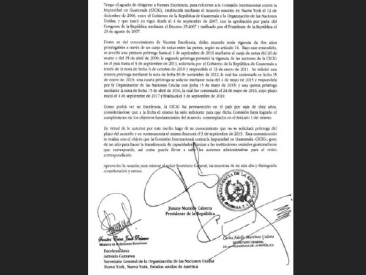 Guatemala: Jimmy Morales no renovará el mandato de CICIG