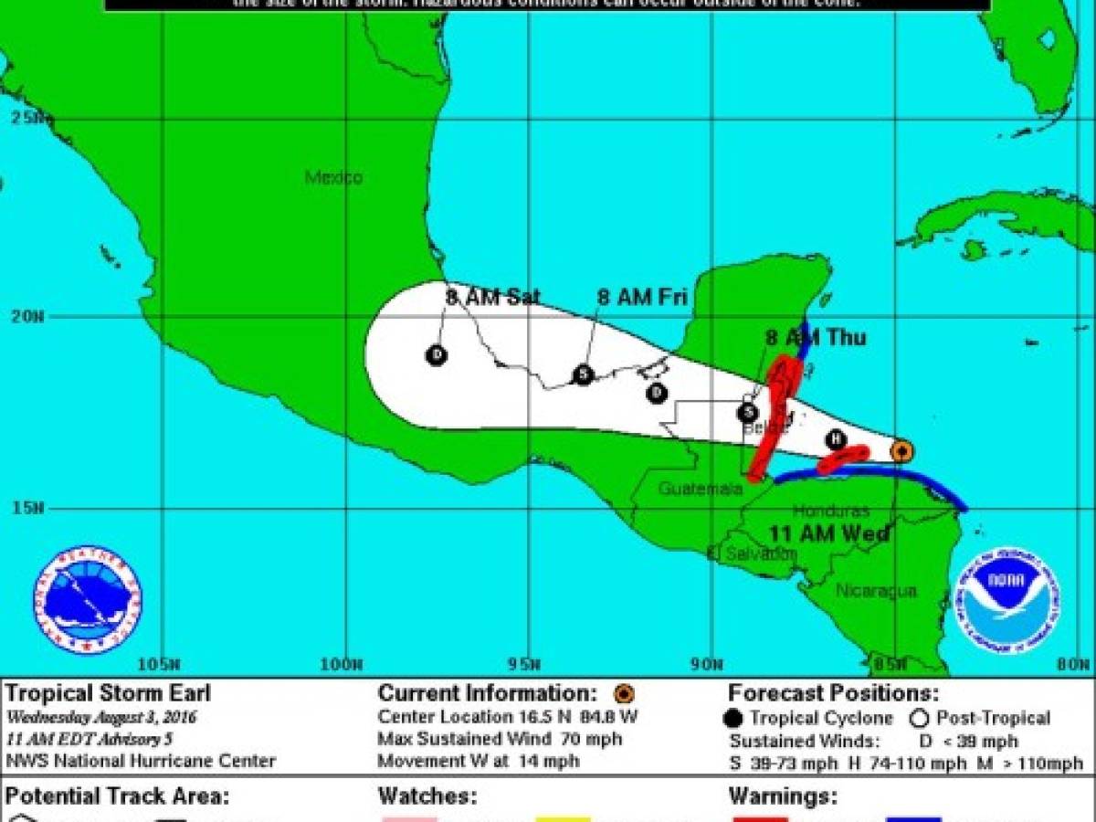 Belice, Guatemala, Honduras y México se preparan para tormenta Earl