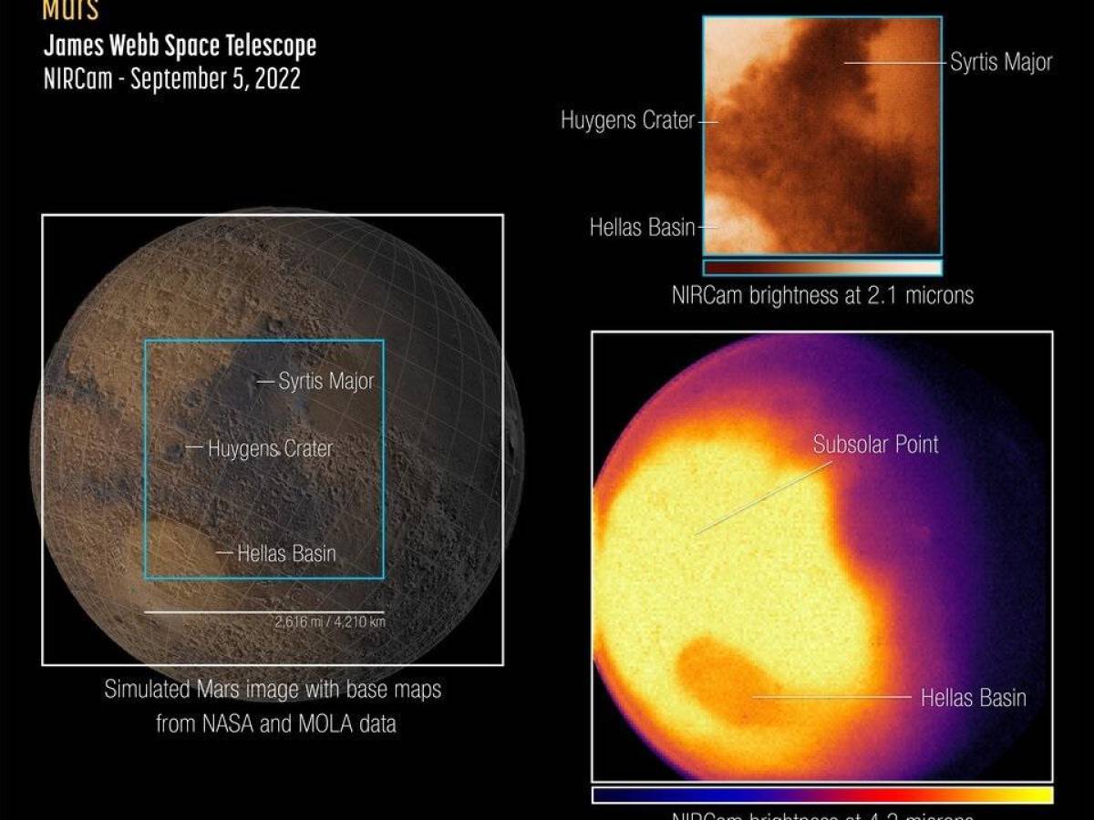 Telescopio Webb captura sus primeras imágenes de Marte