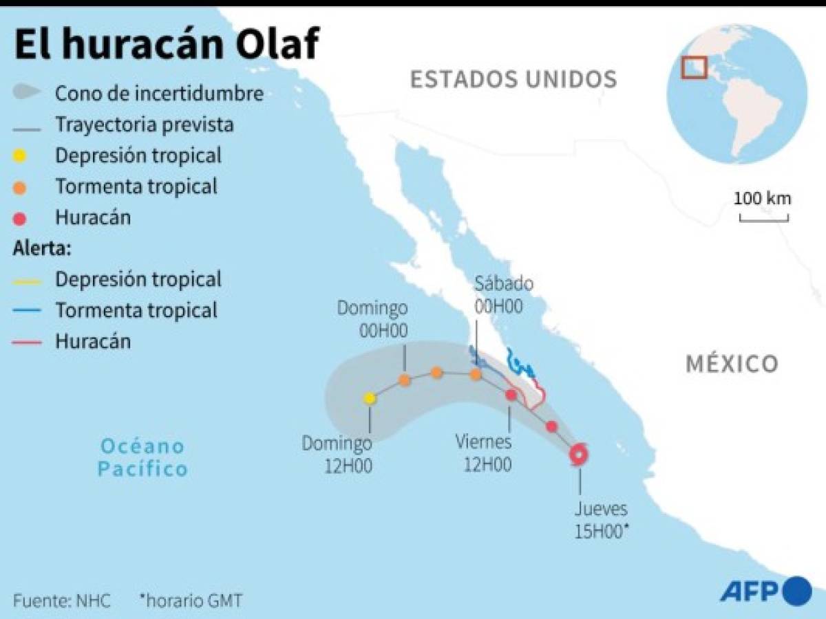 Huracán Olaf podría impactar como categoría 2 en Baja California Sur