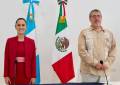 <i>Fotografía cedida por la Presidencia de México de su mandataria, Claudia Sheinbaum, posando junto al presidente de Guatemala, Bernardo Arévalo, este viernes en Petén (Guatemala). EFE/ Presidencia de México</i>