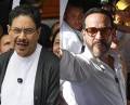 <i>Candidato presidencial por el partido oficialista Pacto Histórico, Iván Cepeda (i), y el candidato de ultraderecha Abelardo de la Espriella, del movimiento Defensores de la Patria. (EFE/ Carlos Ortega / Ernesto Guzmán Jr.)</i>
