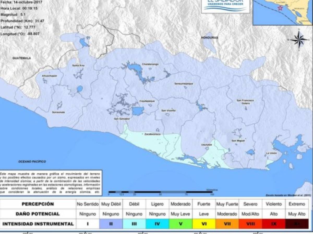 Sismo de 5,1 grados sacudió a El Salvador