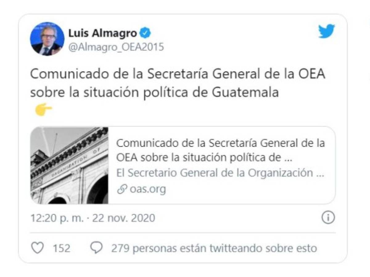 Giammattei insta al diálogo en Guatemala con apoyo de la OEA