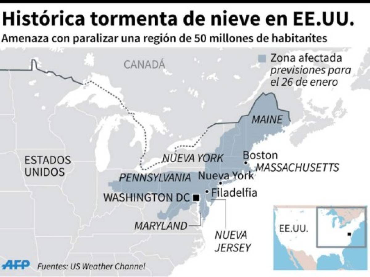 'Histórica' tormenta de nieve en Nueva York y noreste de EE.UU.