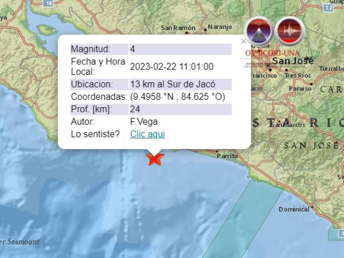 Costa Rica: alerta por sismo de más de 4 grados en cercanías de Jacó