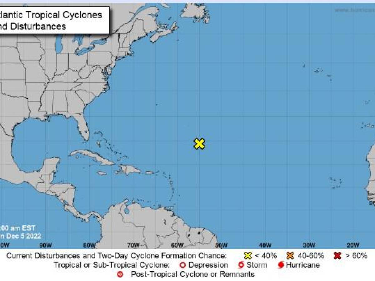 Monitorean área de baja presión en Océano Atlántico que podría convertirse en fenómeno ciclónico