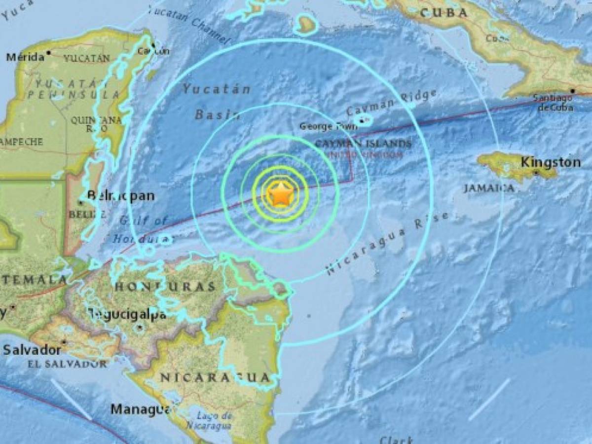 Sismo de magnitud 7,6 en la costa atlántica de Honduras