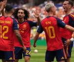 Fabian Ruiz, de España (d), celebra con sus compañeros tras marcar el gol de apertura 1-0 durante el partido de cuartos de final del Mundial de la FIFA 2026. EFE/EPA/SCOTT STRAZZANTE