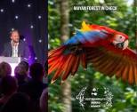 <i>El documental tiene como hilo conductor a Sofía, una cría de guacamaya roja cuya supervivencia permite acercarse a los riesgos que enfrentan las especies y sus hábitats. A la izquierda, el creador del documental, Sergio Izquierdo. (Fotos: Cortesía)</i>