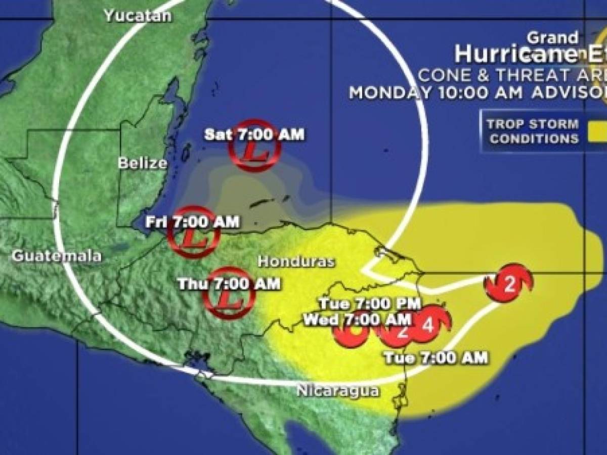 Eta es huracán categoría 3 mientras avanza a Centroamérica