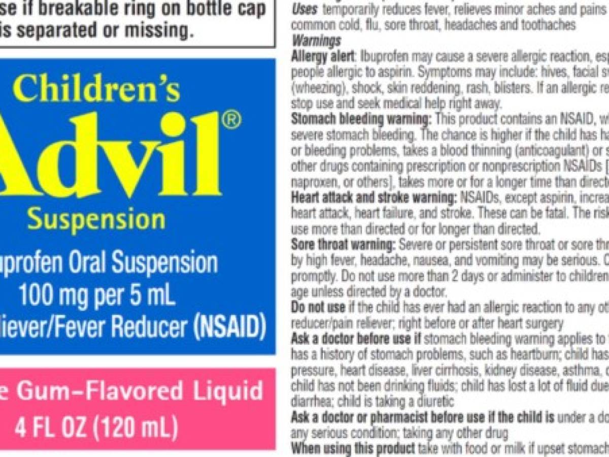 EEUU: Retiran del mercado Advil para niños por problemas en etiquetado