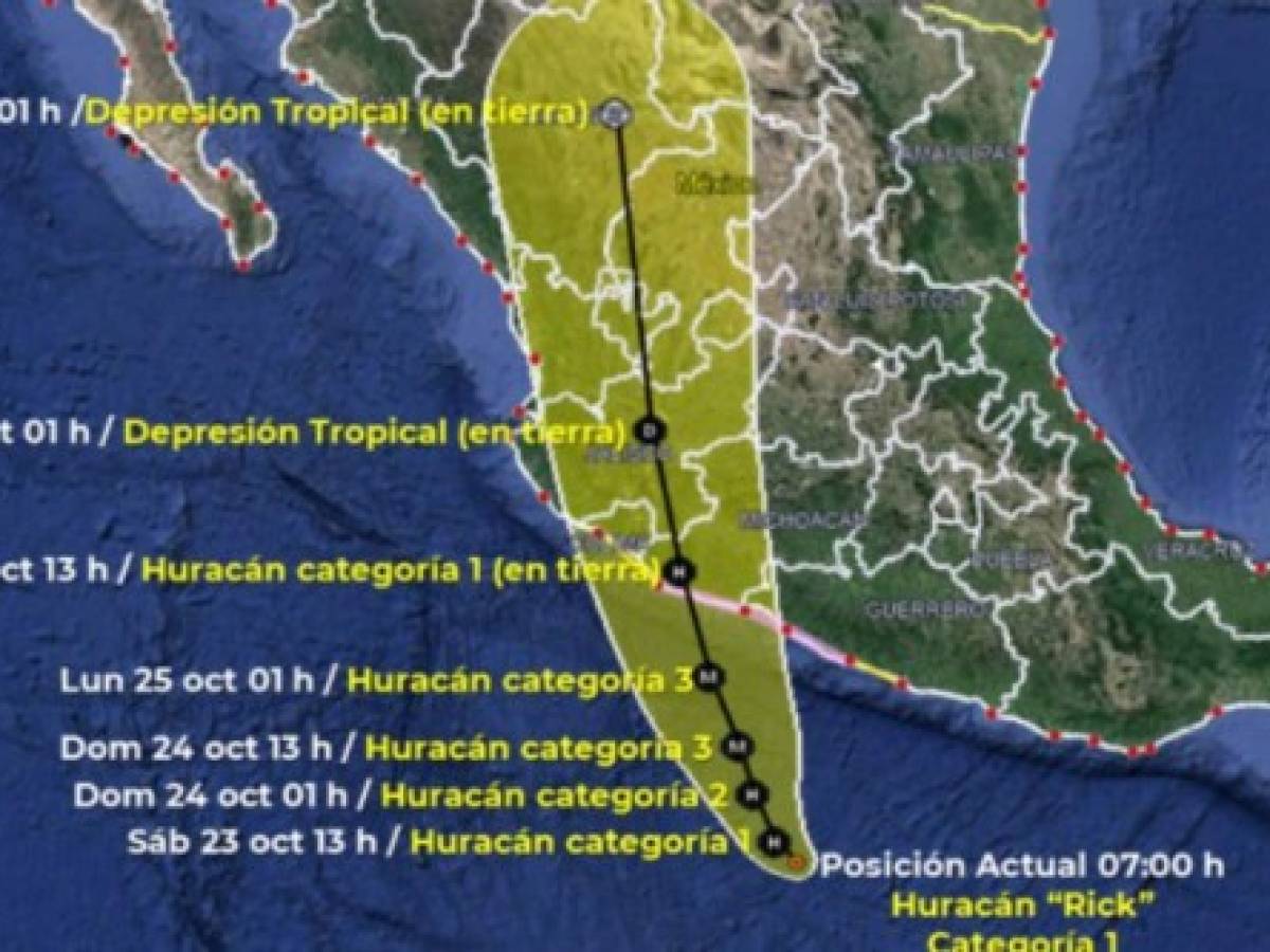 Huracán Rick en el Pacífico se acerca a costas de México