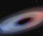 Representación artística del gas que rodea el agujero negro de Abell2744-QSO1. Crédito: Jiarong Gu /Imagen cedida por Nature.