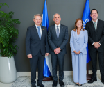 <i>En el marco de las reuniones, las autoridades revisaron el avance de la cartera de infraestructura que el BCIE impulsa en Honduras, superior a US$1,400 millones. Foto de cortesía</i>