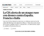 <i>Captura de pantalla del titular de EL MUNDO, que hoy sacudió a la opinión pública global. Tras darse la información, Macron niega que Francia recibiera la alerta de la CIA. La inteligencia danesa advierte un riesgo bajo pero creciente de ataques limitados en el flanco fronterizo de la OTAN.</i>