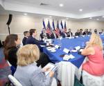 <i>El Subsecretario Caleb Orr se reunió con la Ministra de Economía, Maria Luisa Hayem , para conversar sobre nuevas oportunidades de colaboración que permitan al sector privado estadounidense impulsar el crecimiento económico y tecnológico de El Salvador. Foto de cortesía</i>