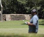 <i>Fotografía que muestra una de las áreas del Parque Arqueológico Cihuatán, en Aguilares, el más grande de El Salvador y que fue habitado por indígenas mayas y de otros grupos étnicos. EFE/Rodrigo Sura</i>