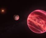<i>Representación artística que muestra el sistema alrededor de la estrella CD-35 2722, con el objeto recientemente descubierto similar a una luna en el centro.- EFE/ESO/M. Kornmesser</i>