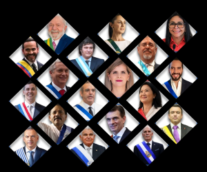 <i>En Centroamérica, la fotografía revela una región políticamente fragmentada: uno de sus presidentes disputa el liderazgo latinoamericano, mientras otros tres se encuentran entre los cuatro últimos de la clasificación. (Foto: CB Global Data)</i>