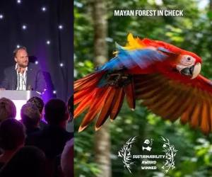 <i>El documental tiene como hilo conductor a Sofía, una cría de guacamaya roja cuya supervivencia permite acercarse a los riesgos que enfrentan las especies y sus hábitats. A la izquierda, el creador del documental, Sergio Izquierdo. (Fotos: Cortesía)</i>