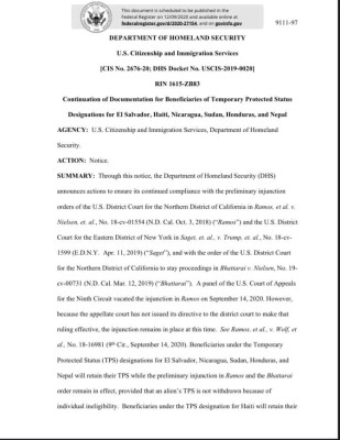 Extienden TPS para Honduras, El Salvador y Nicaragua
