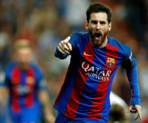 (FILES) This file photo taken on April 23, 2017 shows Barcelona's Argentinian forward Lionel Messi celebrating Barcelona's third goal during the Spanish league football match Real Madrid CF vs FC Barcelona at the Santiago Bernabeu stadium in Madrid.A Spanish court said today it has replaced with fines the suspended prison sentences handed down to FC Barcelona's star striker Lionel Messi and his father. / AFP PHOTO / OSCAR DEL POZO