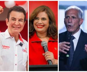 <i>Salvador Nasralla, candidato presidencial del Partido Liberal; Rixi Moncada, del gobernante Partido Libertad y Refundación y el candidato del Partido Nacional, Nasry Asfura. Foto de E&amp;N / cortesía</i>