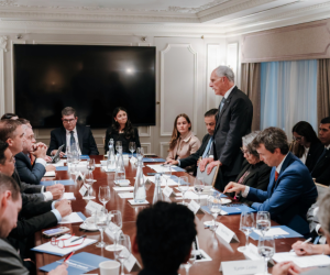 <i>Estos encuentros forman parte de una agenda de trabajo que también ha incluido espacios con representantes del sector financiero internacional y foros de discusión sobre las perspectivas económicas y de seguridad de Honduras. Foto de cortesía</i>