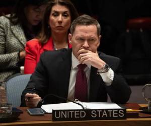 <i>El embajador de Estados Unidos ante la ONU, Mike Waltz, habla en una sesión del Consejo de Seguridad sobre la situación en Venezuela, este 5 de enero de 2026, en Nueva York. EFE/Derek French</i>