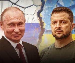 <b>V</b><i>ladímir Putin y Volodímir Zelenski​​​​​​, los dos hombres que tienen a Europa en vilo. (Fotos:Archivo)​</i>