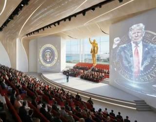 Así será la futura biblioteca de Trump, con estatua dorada gigante de él
