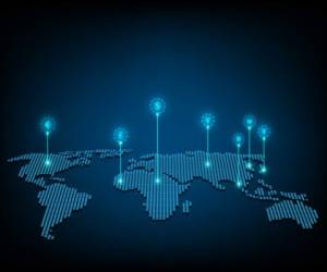 Financial connections and world currency exchanges on polka dots