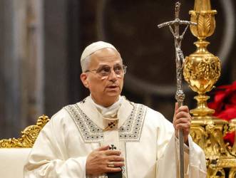 <i>El papa León XIV preside la misa de Año Nuevo en la basílica de San Pedro el 1 de enero de 2026. EFE/EPA/GIUSEPPE LAMI</i>