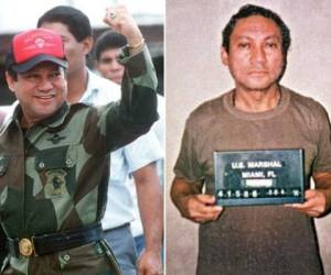 Fotos de archivo del General Manuel Noriega tomadas el 4 de octubre de 1989 en Panama (izquierda) y el 4 de enero de 1990 en Miami (derecha). El exdictador y excolaborador dela CIA, fue sacado del poder tras una invasión de tropas estadounidenses y fue juzgado por vínculos con el narcotráfico y lavado. Foto AFP