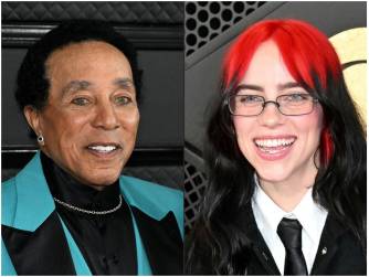 <i>El cantautor estadounidense Smokey Robinson en el Crypto.com Arena de Los Ángeles el 5 de febrero de 2023 y la cantautora estadounidense Billie Eilish en el Crypto.com Arena de Los Ángeles el 4 de febrero de 2024.Cientos de artistas y compositores, entre ellos los dos de la imagen, firmaron una carta abierta que insta a proteger contra un asalto a la creatividad humana planteado por la IA. FOTO Robyn BECK/AFP</i>