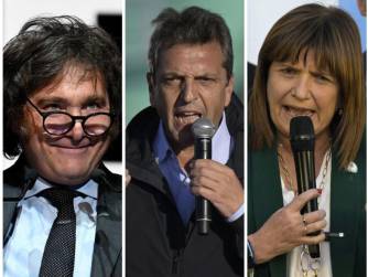 <i>Javier Milei, Sergio Massa, y Patricia Bullrich son los candidatos. FOTO Revista Estrategia&amp;Negocios</i>