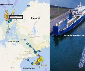 <i>Según los últimos datos de VesselFinder, la aplicación de seguimiento de embarcaciones en tiempo real, el ferry -conocido como Blue Wave Harmony- se encontraba en lado atlántico del Canal de Panamá</i>