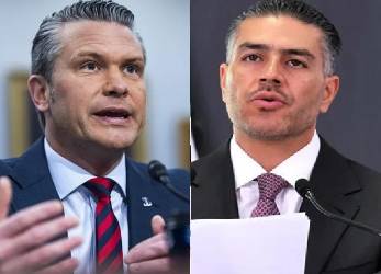 El secretario de Guerra estadounidense, Pete Hegseth, volvió a exigir mayor presión contra el narcotráfico, mientras el secretario de Seguridad mexicano, Omar García Harfuch, negó “categóricamente” que agencias estadounidenses estén ejecutando operaciones encubiertas en territorio mexicano. (Fotos: EFE)