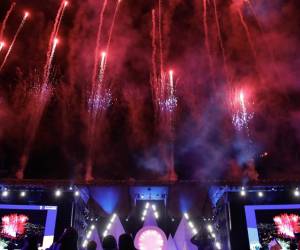 <i>Se ven fuegos artificiales durante la ceremonia de clausura de los Juegos Panamericanos Santiago 2023 en el estadio Bicentenario de La Florida en Santiago, el 5 de noviembre de 2023.Javier TORRES/AFP</i>