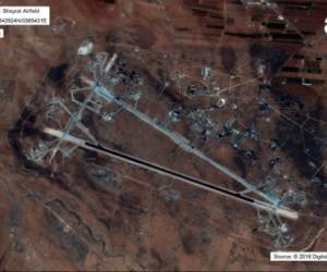 This image released by the US Department of Defense, shows the Shayrat airfield in Syria on October 7, 2016.US President Donald Trump ordered a massive military strike on a Syrian air base on Thursday in retaliation for a 'barbaric' chemical attack he blamed on President Bashar al-Assad. The US military fired dozens of cruise missiles at the Shayrat Airfield at 8:45 pm Eastern Time (0000 GMT), officials said. / AFP PHOTO / US Department of Defense / HO / RESTRICTED TO EDITORIAL USE - MANDATORY CREDIT 'AFP PHOTO / US Department of Defense' - NO MARKETING NO ADVERTISING CAMPAIGNS - DISTRIBUTED AS A SERVICE TO CLIENTS