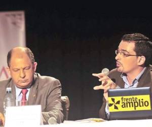 Luis Guillermo Solís (presidente de Costa Rica, PAC) y José María Villalta, líder del Frente Amplio (FA).