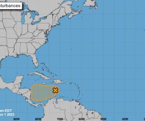 <i>Este fenómeno tiene entre un 40 % y 60 % de desarrollarse en Ciclón Tropical en próximos días. Sin embargo, dejará lluvias en territorio centroamericano durante la semana. FOTO NHC.</i>