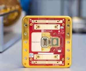 Chip cuántico Majorana, de Microsoft, su bandera insignia para llegar a la computadora cuántica comercialmente viable. (Foto: Microsoft)