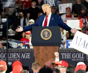 <i>El mandatario republicano, que asumió el poder el 20 de enero, declaró que esto son los mercados de Biden, no los de Trump.. EFE/EPA/DIEU-NALIO CHERY</i>