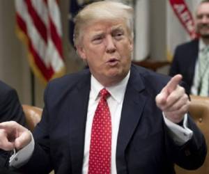 US President Donald Trump speaks during a meeting with county sheriffs in the Roosevelt Room of the White House in Washington, DC, February 7, 2017. / AFP PHOTO / SAUL LOEB