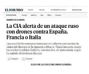 <i>Captura de pantalla del titular de EL MUNDO, que hoy sacudió a la opinión pública global. Tras darse la información, Macron niega que Francia recibiera la alerta de la CIA. La inteligencia danesa advierte un riesgo bajo pero creciente de ataques limitados en el flanco fronterizo de la OTAN.</i>