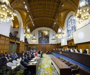A handout photo made available by the International Court of Justice shows the court on the opening day of the hearings in the case concerning the question of the Delimitation of the Continental Shelf between Nicaragua and Colombia beyond 200 nautical miles from the Nicaraguan Coast (Nicaragua v. Colombia) at the Peace Palace in The Hague. Colombia on October 5 accused Nicaragua of 'wanting to play the victim' when taking its disputes to the International Court of Justice, where the two Latin American countries are locked in a bitter maritime border battle. AFP PHOTO / INTERNATIONAL COURT OF JUSTICE / FRANK VAN BEEK= RESTRICTED TO EDITORIAL USE - MANDATORY CREDIT 'AFP PHOTO / INTERNATIONAL COURT OF JUSTICE / FRANK VAN BEEK' - NO MARKETING NO ADVERTISING CAMPAIGNS - DISTRIBUTED AS A SERVICE TO CLIENTS =