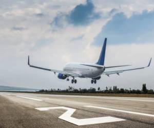 Passenger airplane landing