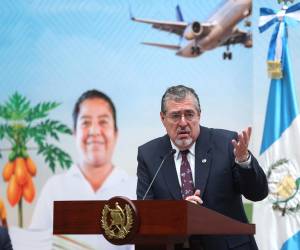 <i>El presidente de Guatemala, Bernardo Arévalo de León, habla en una rueda de prensa en el Palacio Nacional de la Cultura este 17 de octubre de 2025, en Ciudad de Guatemala (Guatemala). EFE/ Mariano Macz</i>